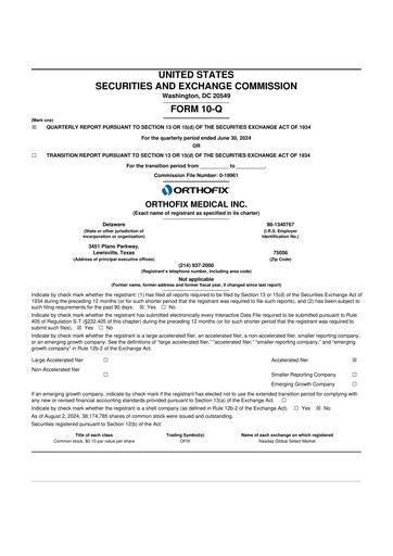 Thumbnail Orthofix Medical
 10-Q Quarterly Report FY2024 