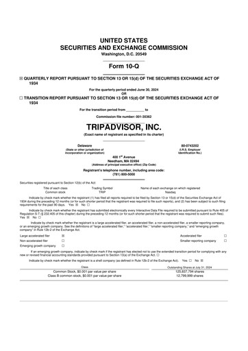 Thumbnail TripAdvisor 10-Q Quarterly Report FY2024 