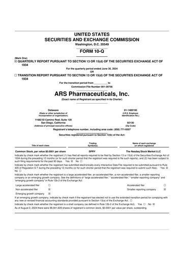 Thumbnail ARS Pharmaceuticals 10-Q Quarterly Report FY2024 