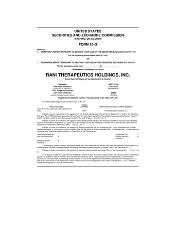Miniature Rani Therapeutics 10-Q Rapport trimestriel 2024 