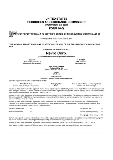 Thumbnail Nevro
 10-Q Quarterly Report FY2024 