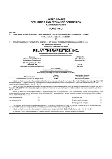 Thumbnail Relay Therapeutics 10-Q Quarterly Report FY2024 