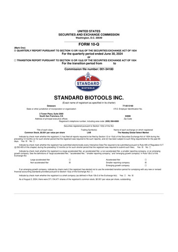 Thumbnail Standard BioTools 10-Q Quarterly Report FY2024 