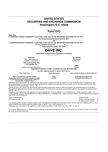 Thumbnail Dave Inc. 10-Q Quarterly Report FY2024 