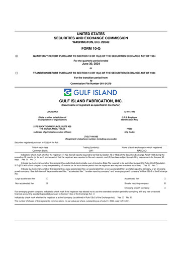 Thumbnail Gulf Island Fabrication
 10-Q Quarterly Report FY2024 