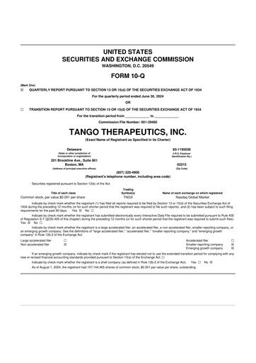 Thumbnail Tango Therapeutics 10-Q Quarterly Report FY2024 