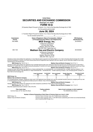 Thumbnail MGE Energy
 10-Q Quarterly Report FY2024 