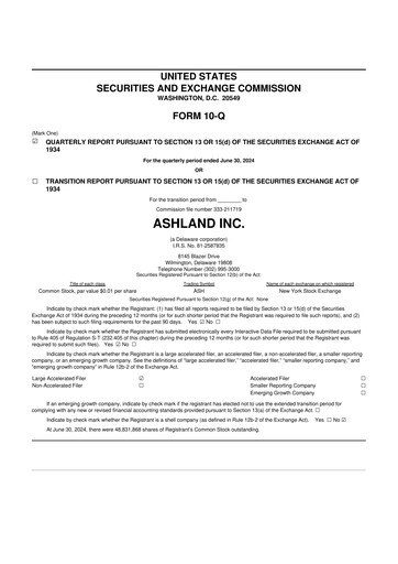Thumbnail Ashland 10-Q Quarterly Report FY2024 