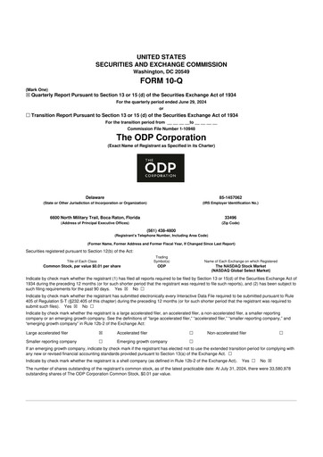 Thumbnail The ODP Corporation
 10-Q Quarterly Report FY2024 