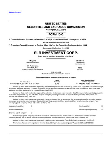 Vorschaubild SLR Investment 10-Q Quartalsbericht 2024 