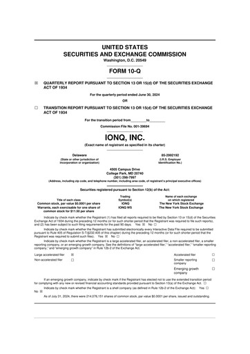 Vorschaubild IonQ 10-Q Quartalsbericht 2024 