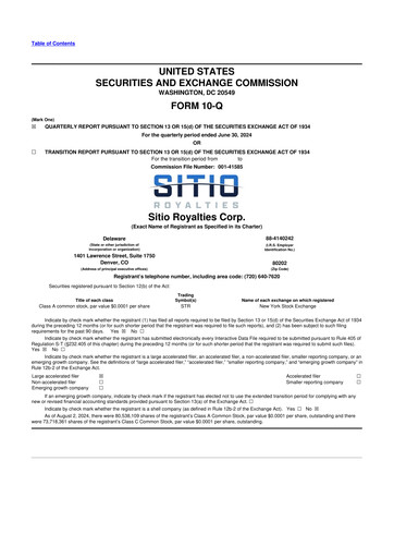 Thumbnail Sitio Royalties 10-Q Quarterly Report FY2024 