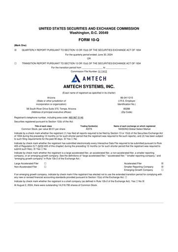 Thumbnail Amtech Systems 10-Q Quarterly Report FY2024 