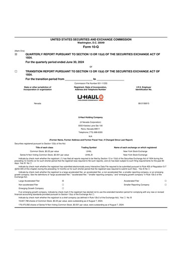 Thumbnail U-Haul 10-Q Quarterly Report FY2024 