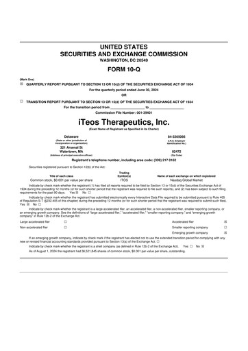 Thumbnail iTeos Therapeutics 10-Q Quarterly Report FY2024 