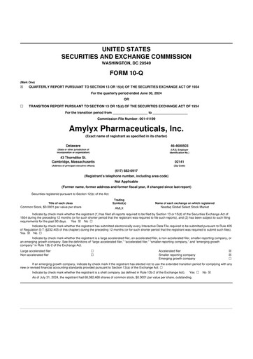 Miniature Amylyx Pharmaceuticals 10-Q Rapport trimestriel 2024 