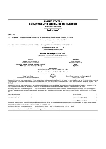 Thumbnail RAPT Therapeutics 10-Q Quarterly Report FY2024 