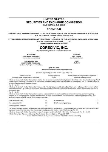 Thumbnail CoreCivic 10-Q Quarterly Report FY2024 