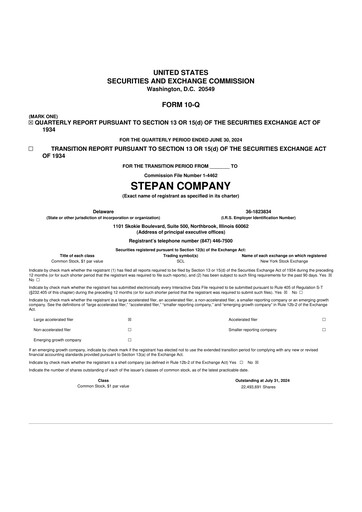 Thumbnail Stepan Company
 10-Q Quarterly Report FY2024 