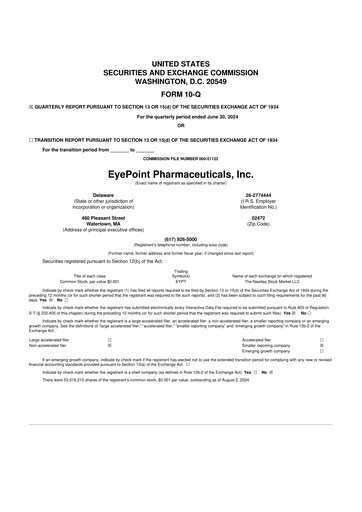 Thumbnail EyePoint Pharmaceuticals
 10-Q Quarterly Report FY2024 
