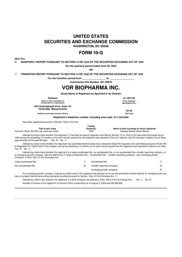 Thumbnail Vor Biopharma 10-Q Quarterly Report FY2024 