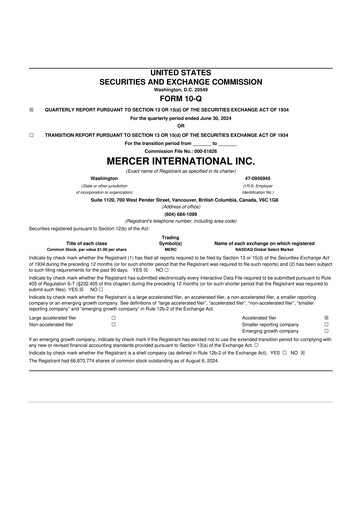Thumbnail Mercer International 10-Q Quarterly Report FY2024 