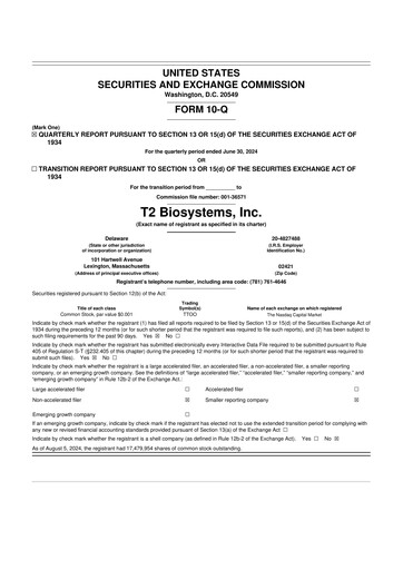 Thumbnail T2 Biosystems
 10-Q Quarterly Report FY2024 