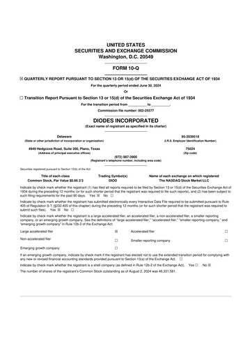Thumbnail Diodes Incorporated 10-Q Quarterly Report FY2024 