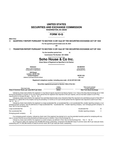 Vorschaubild Soho House & Co 10-Q Quartalsbericht 2024 