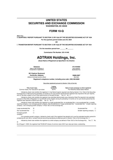 Thumbnail ADTRAN 10-Q Quarterly Report FY2024 