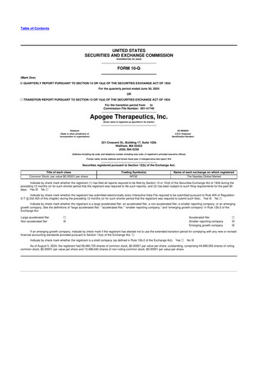 Vorschaubild Apogee Therapeutics 10-Q Quartalsbericht  