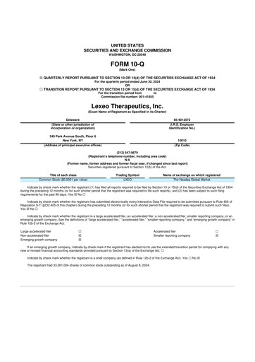 Thumbnail Lexeo Therapeutics 10-Q Quarterly Report FY2024 