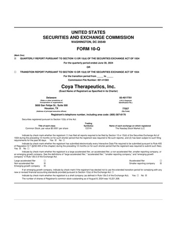 Thumbnail Coya Therapeutics 10-Q Quarterly Report FY2024 