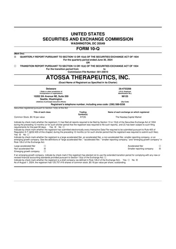 Thumbnail Atossa Therapeutics 10-Q Quarterly Report FY2024 