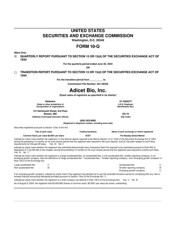 Thumbnail Adicet Bio 10-Q Quarterly Report FY 