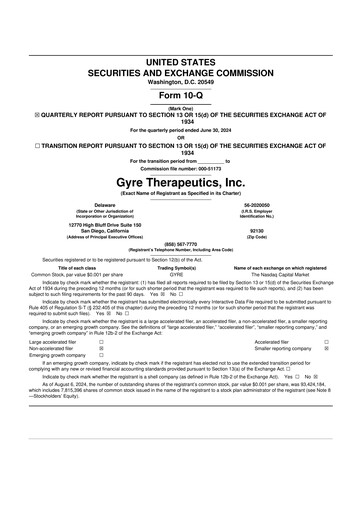 Thumbnail Gyre Therapeutics 10-Q Quarterly Report FY 