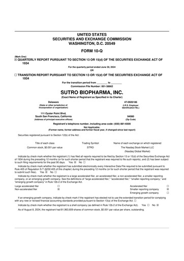 Thumbnail Sutro Biopharma 10-Q Quarterly Report FY2024 