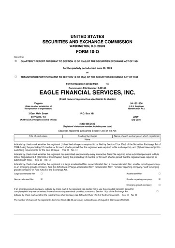 Thumbnail Eagle Financial Services 10-Q Quarterly Report FY2024 