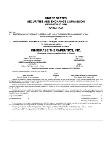 Thumbnail Inhibikase Therapeutics 10-Q Quarterly Report FY2024 