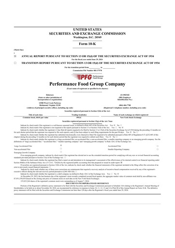 Thumbnail Performance Food Group 10-K Annual Report 