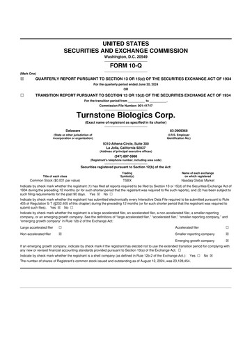 Thumbnail Turnstone Biologics 10-Q Quarterly Report FY2024 
