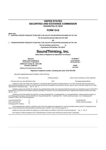 Thumbnail SoundThinking 
 (ShotSpotter) 10-Q Quarterly Report FY2024 