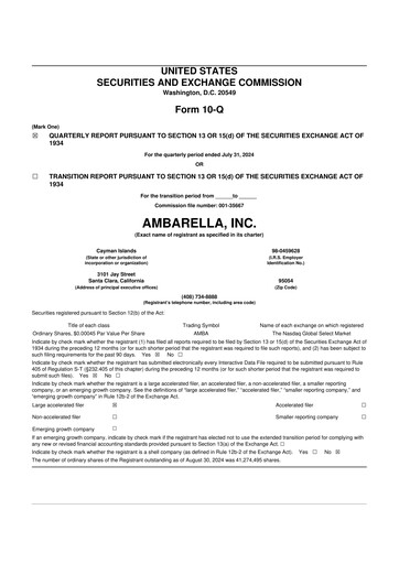 Thumbnail Ambarella 10-Q Quarterly Report FY2025 