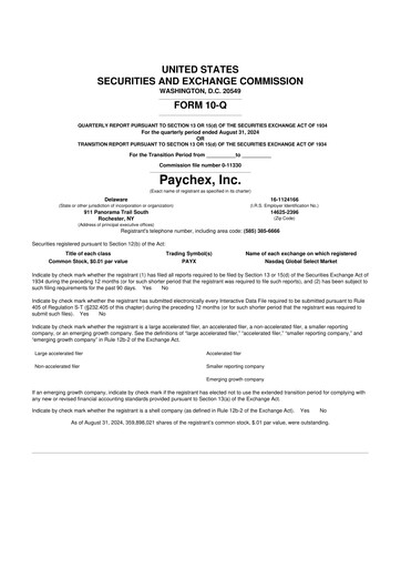 Vorschaubild Paychex 10-Q Quartalsbericht 2025 