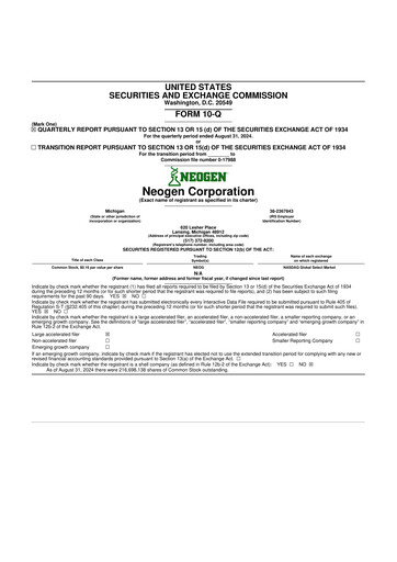 Vorschaubild Neogen 10-Q Quartalsbericht 2024 