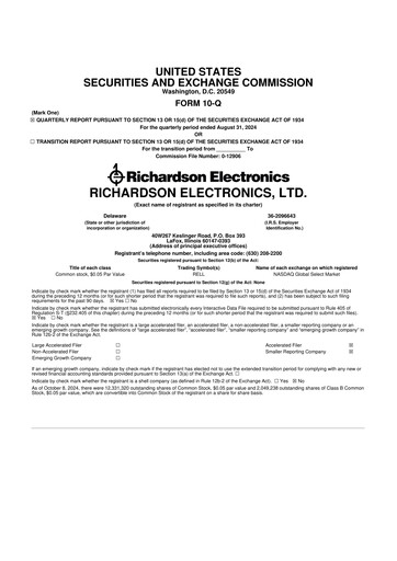 Miniature Richardson Electronics 10-Q Rapport trimestriel 2025 