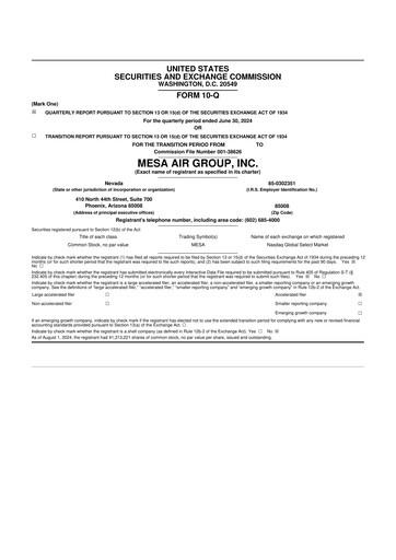 Thumbnail Republic Airways 10-Q Quarterly Report FY2024 