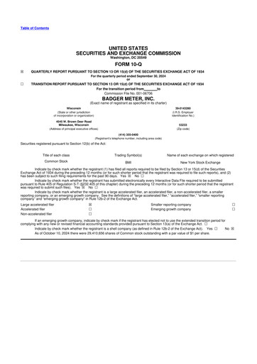 Thumbnail Badger Meter
 10-Q Quarterly Report FY2024 