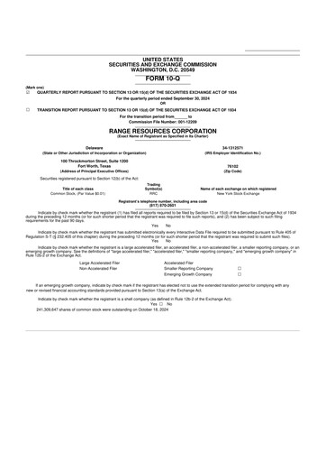 Thumbnail Range Resources
 10-Q Quarterly Report FY2024 