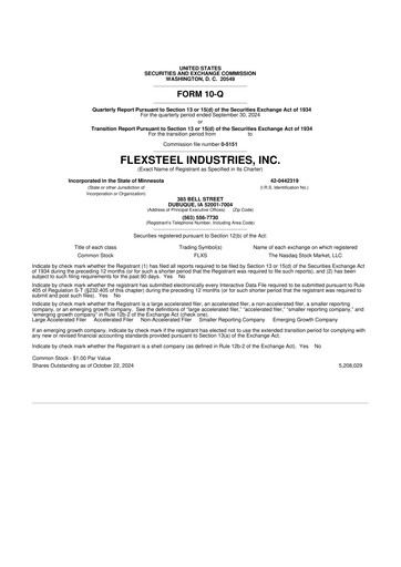 Vorschaubild Flexsteel Industries 10-Q Quartalsbericht 2024 